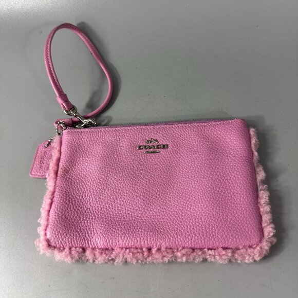 Coach 64765B Wristlet Pink With Fur Trim Early 2000s Style - Picture 1 of 15